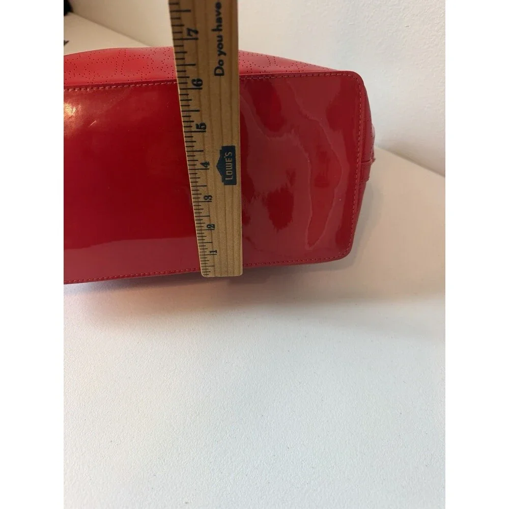Kate Spade New York Red Patent PVC Tote Bag Perforated Spade Zip Top